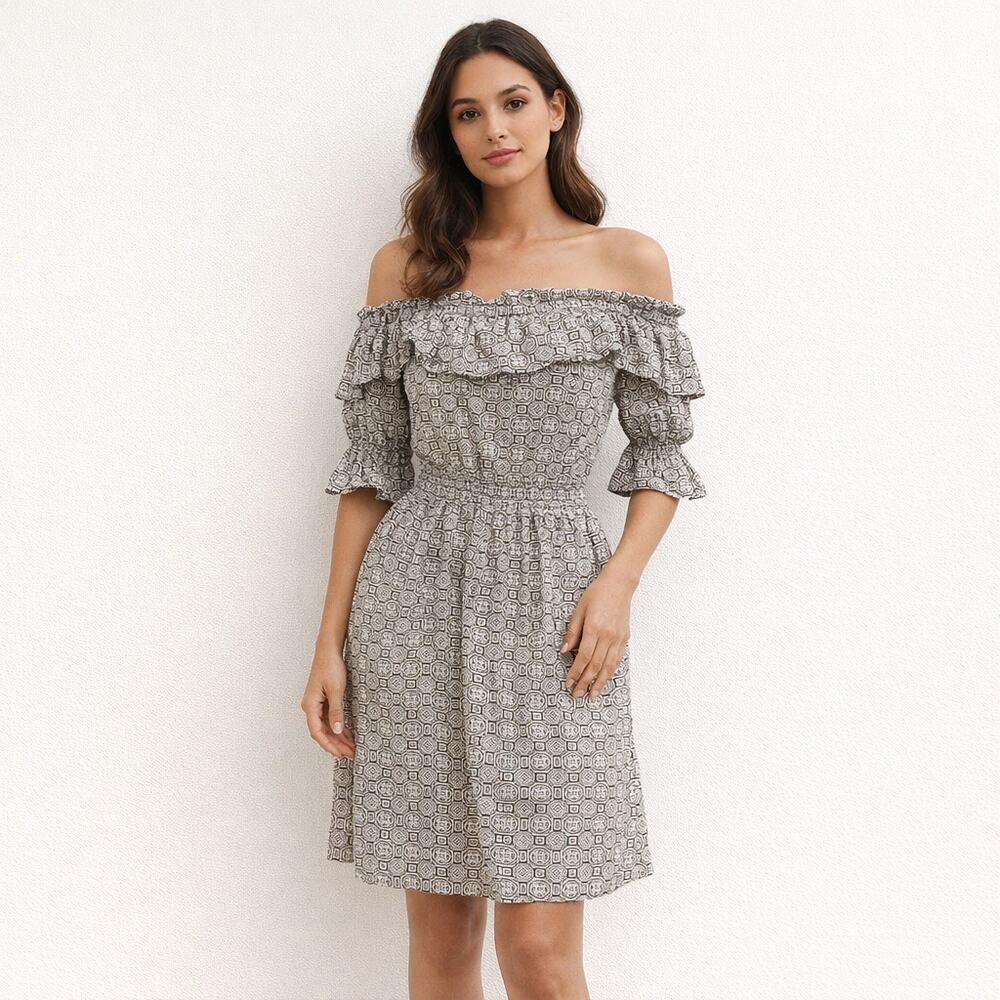 Libby Edelman Ruffled Off-The-Shoulder Dress Size medium Lined